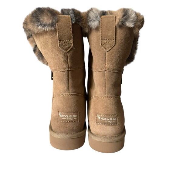 Koolaburra by UGG NEW Aribel Short Amphora Tan Boots Size 9 Suede Leopard Trim - Picture 4 of 8
